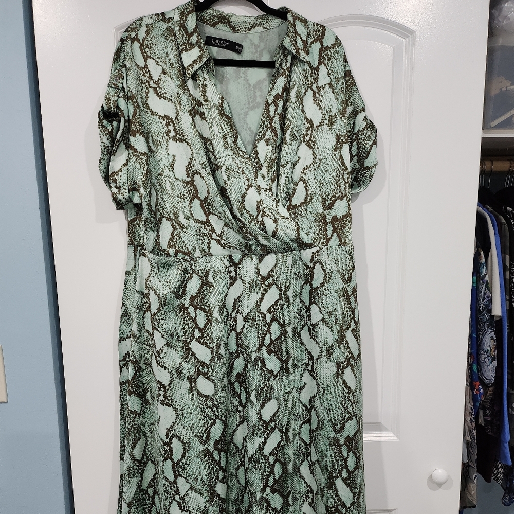 Ralph Lauren Green and Brown Midi Dress